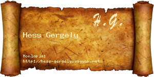 Hess Gergely névjegykártya